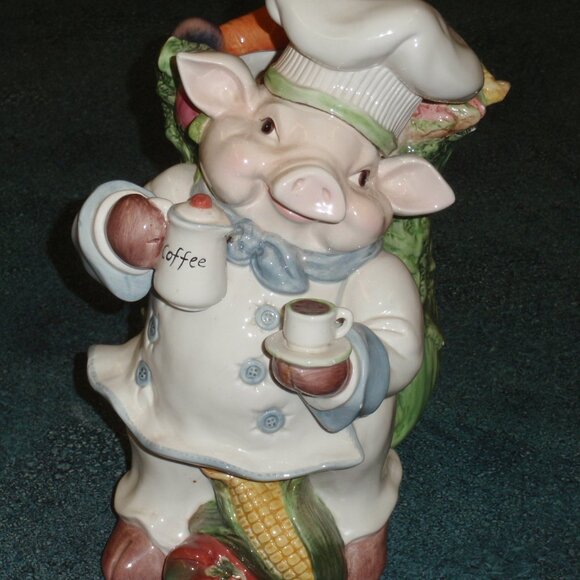Kaldun & Bogle Chef Pig Vegetable Lettuce Vase Utensil Crock Holder 11" RARE! - Picture 2 of 9